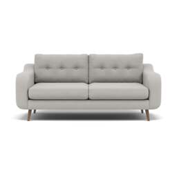 Phoebe 3 Seater Sofa - Large Sofa Standard Back Grade B - Plush Velvet Silver / Weathered Oak