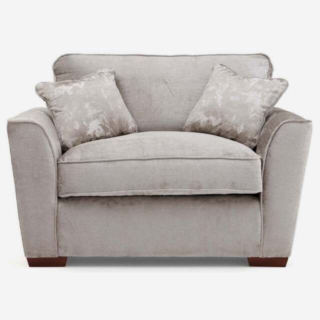 Allure Loveseat - Love Chair Grade D - Extraflex - Aaron Silver/Destiny Silver/Tessere Pebble / Mid Oak Feet