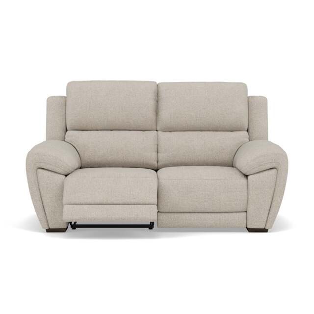 Echo 2 Seater Recliner Sofa - 2 Seater 2 Power Recliners Lumber Support Fabric - Power With Power Headrest Footrest Lumbar & USB - FAB-MIL-110 SAND - image 1