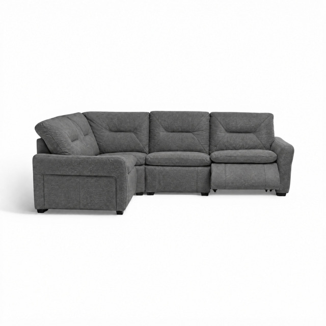 Lusso Corner Sofa - Combination 5 1.25 Corner Left  2.5 Power Fabric - Left Hand Facing - Power Recliner with Power Footrest and USB - SFA-PEY-08 GRAPHITE - image 1