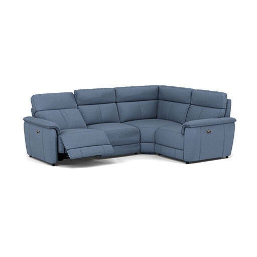 Orkney Small Corner Recliner Sofa - Combination 8 2.5 Corner 1.25 Power Fabric - Right Hand Facing - Power Recliner with USB - BFA-MAD-08 PACIFIC BLUE - image 1