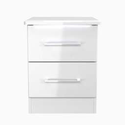Portland 2 Drawer Bedside Cabinet - 2 Drawer Bedside Cabinet - WGW - White Gloss & White - thumbnail 1