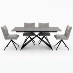 Odessey Dining Table & 4 Swivel Dining Chairs Set - thumbnail 1
