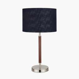 Gianni Brushed Silver and Wood Effect Table Lamp - Gianni Brushed Silver and Wood Effect Table Lamp - thumbnail 2