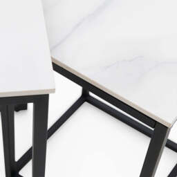 Tyler White Ceramic Nest of 2 Side Tables - Nest of Tables White Ceramic Top / Black Powder Coated Metal Legs - thumbnail 5