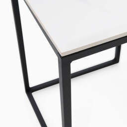 Tyler White Ceramic Nest of 2 Side Tables - Nest of Tables White Ceramic Top / Black Powder Coated Metal Legs - thumbnail 6