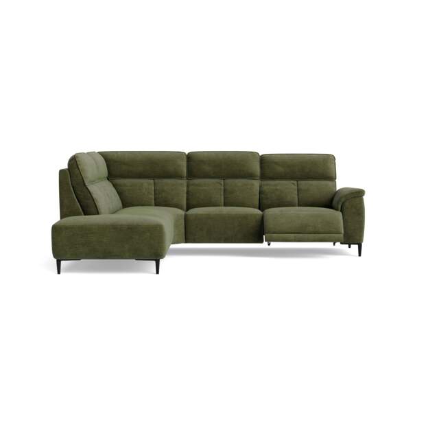 Loma Large Corner Sofa - Combination 1 Left Terminal with 2.5 Right Power 2 Pieces Fabric - Left Hand Facing - Power Recliner with USB - FAB-NTS - 16 OLIVE GREEN - image 1