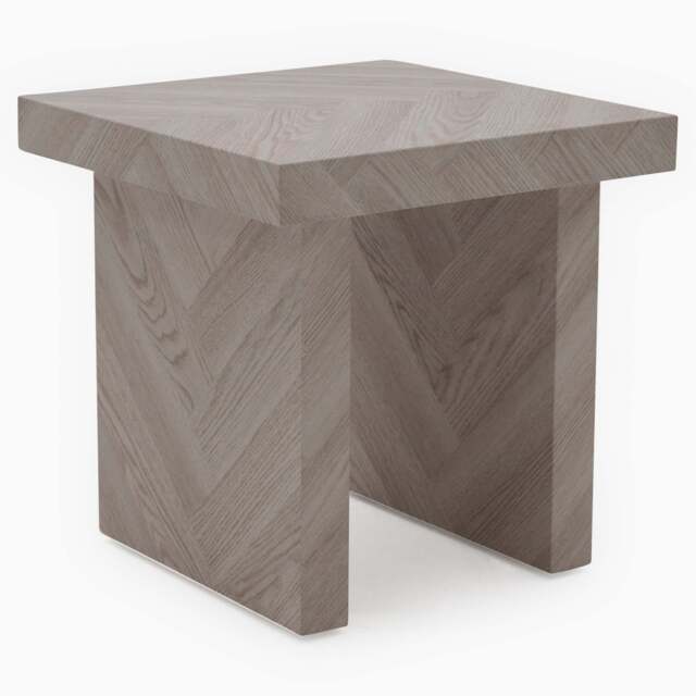 Coastal Side Table - End Table Herringbone Light Finish on MDF - image 1