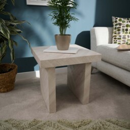 Coastal Side Table - End Table Herringbone Light Finish on MDF - thumbnail 2