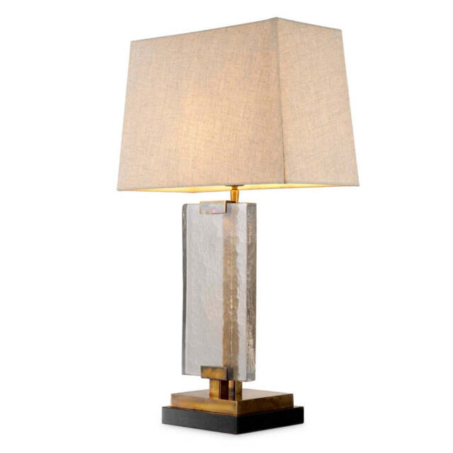 Eichholtz James Table Lamp Vintage Brass Black Granite Base - Table Lamp James - image 1