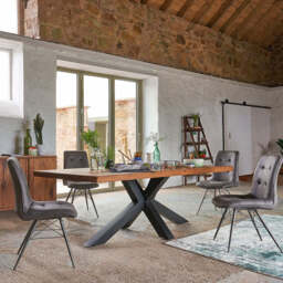 Raindale Dining Table - Dining Table 200cm Dark Oak / Star Metal Legs - 200cm - thumbnail 2
