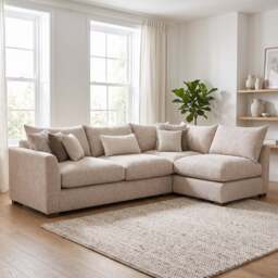 Alessia Corner Sofa - Combi Unit LHF Tabby Promotional Fabric - Left Hand Facing - Walnut Feet / Tabby Pumice - thumbnail 2