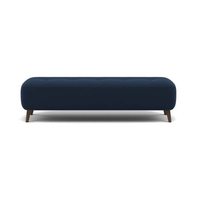 Phoebe Footstool - Medium Bench Stool Grade B - Plush Velvet Indigo / American Walnut - image 1