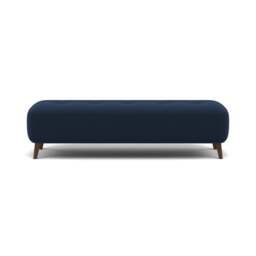 Phoebe Footstool - Medium Bench Stool Grade B - Plush Velvet Indigo / American Walnut - thumbnail 1