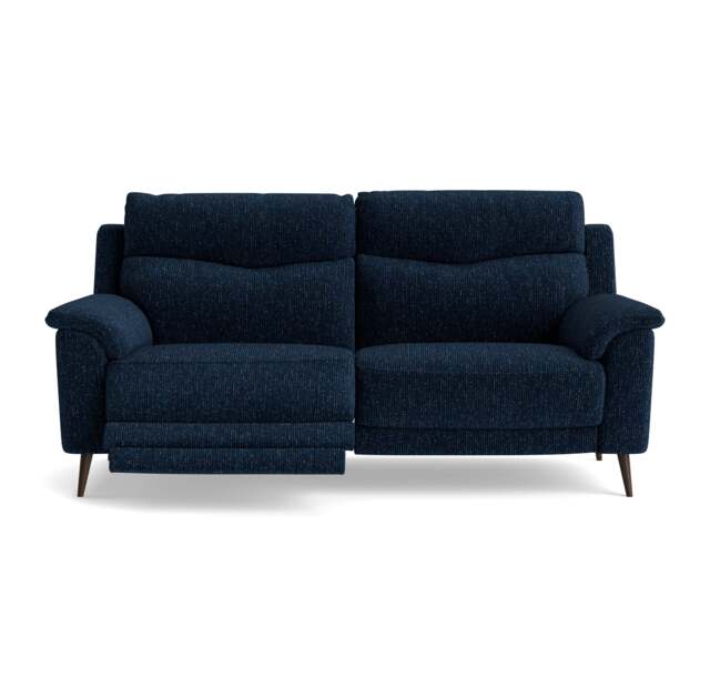 Revel Small 3 Seater Recliner Sofa - 2.5 Seater Sofa with 2 Power Recliners (Compact) Fabric - Power Recliner with USB - FAB-LKV - 13 NAVY - image 1
