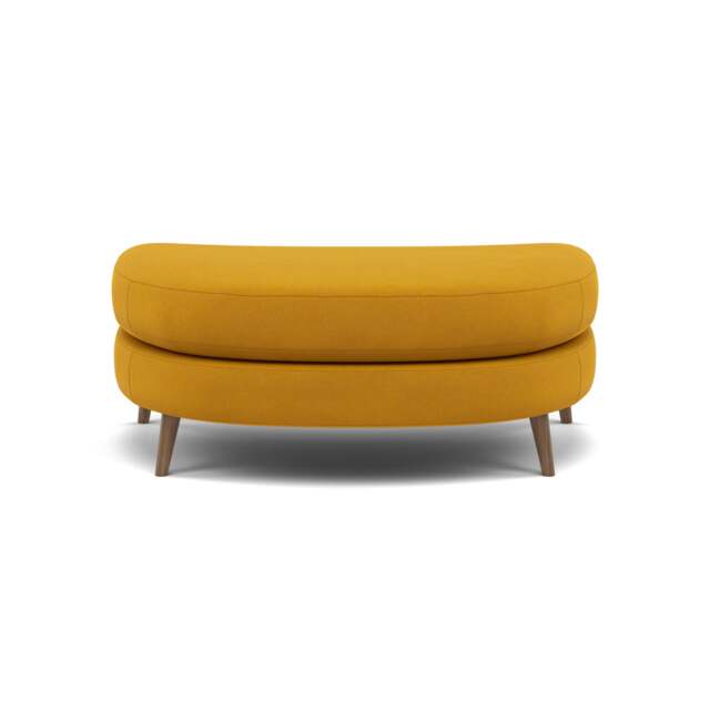 Phoebe Oval Footstool - Oval Cuddler Stool Grade B - Plush Velvet Turmeric / Weathered Oak - image 1