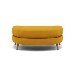 Phoebe Oval Footstool - Oval Cuddler Stool Grade B - Plush Velvet Turmeric / Weathered Oak - thumbnail 1