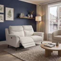 Revel 2 Seater Recliner Sofa - 2 Seater Sofa with 2 Power Recliners Fabric - Power Recliner with USB - FAB-LKV - 18 FROST - thumbnail 2