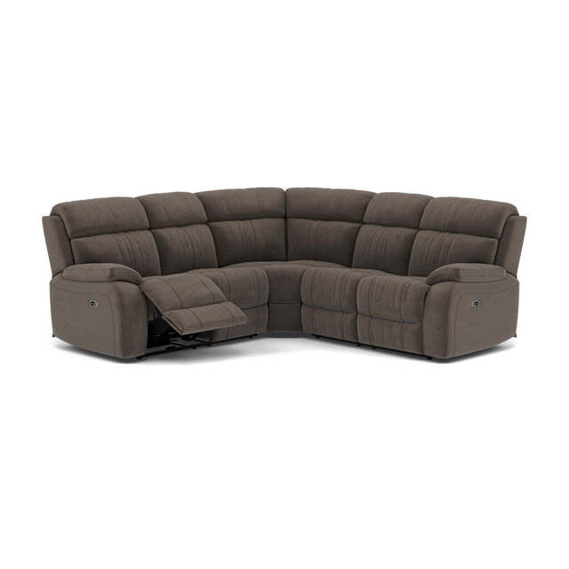 Galaxy Corner Recliner Sofa - Combination 3 2 Corner 2 with 2 Power Recliners Fabric - Left Hand Facing - Power Recliner with USB - FAB-MEG-51 DK TAUPE - image 1