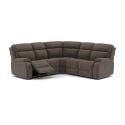 Galaxy Corner Recliner Sofa - Combination 3 2 Corner 2 with 2 Power Recliners Fabric - Left Hand Facing - Power Recliner with USB - FAB-MEG-51  DK TAUPE - thumbnail 1