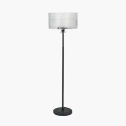 Clara Ribbed Glass Black Metal Round Floor Lamp - Clara Ribbed Glass Black Metal Round Floor Lamp - thumbnail 3