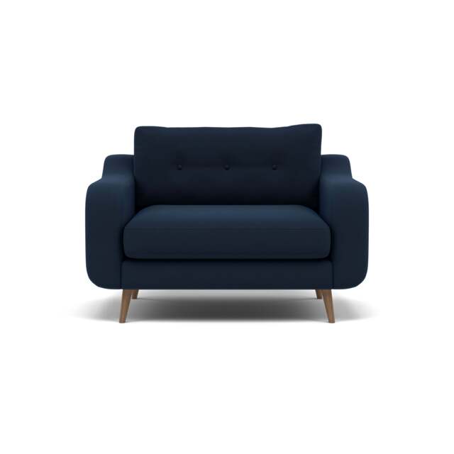 Phoebe Loveseat - Snuggler Chair Grade B - Plush Velvet Indigo / Weathered Oak - image 1