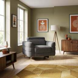Hoy Armchair - Chair Static W/Manual Headrest Fabric - KB-1280-UK Darwin Silver - thumbnail 2
