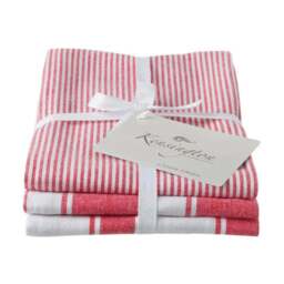 Kensington Stripe Tea Towel Red Set Of 3 - Kensington Stripe Tea Towel Red Set Of 3 - thumbnail 1