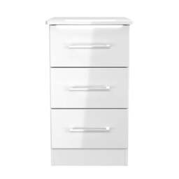Portland 3 Drawer Bedside Cabinet - 3 Drawer Bedside Cabinet - WGW - White Gloss & White - thumbnail 1