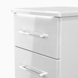 Portland 3 Drawer Bedside Cabinet - 3 Drawer Bedside Cabinet - WGW - White Gloss & White - thumbnail 2