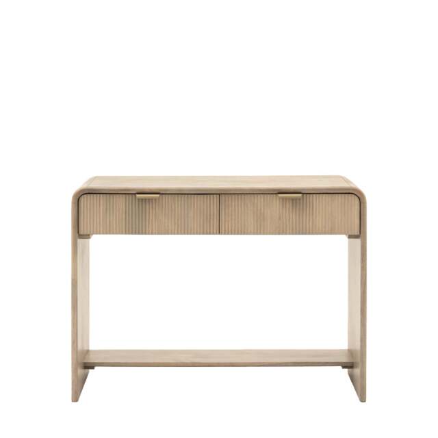Colonna Console Table - 2 Drawer Console Natural Mango Wood / Brass - image 1