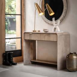 Colonna Console Table - 2 Drawer Console Natural Mango Wood / Brass - thumbnail 2