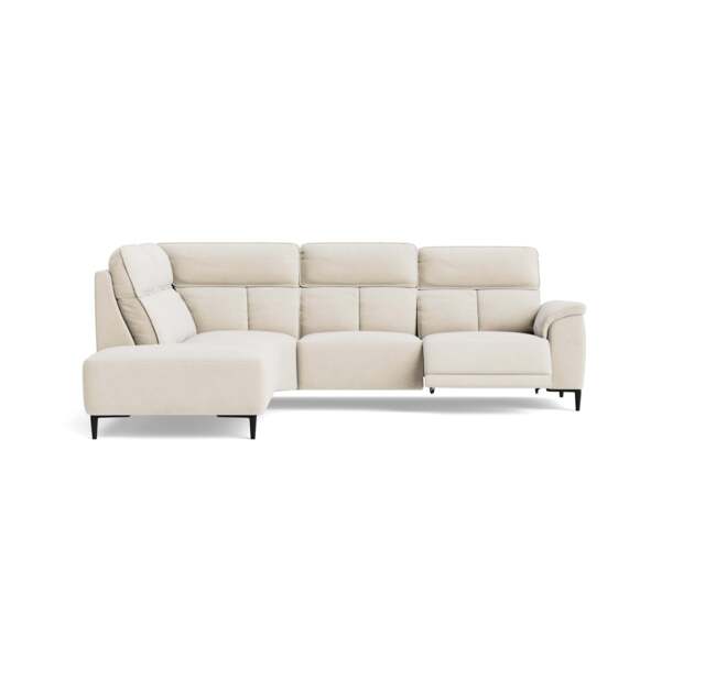 Loma Large Corner Sofa - Combination 1 Left Terminal with 2.5 Right Power 2 Pieces Fabric - Left Hand Facing - Power Recliner with USB - FAB-NTS - 01 CREAM - image 1