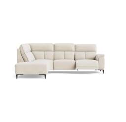 Loma Large Corner Sofa - Combination 1 Left Terminal with 2.5 Right Power 2 Pieces Fabric - Left Hand Facing - Power Recliner with USB - FAB-NTS - 01 CREAM - thumbnail 1
