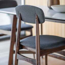 Barcelona Pair of Dining Chairs - Dining Chair - Pair Dark Wood / Grey - thumbnail 3