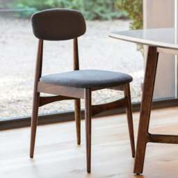 Barcelona Pair of Dining Chairs - Dining Chair - Pair Dark Wood / Grey - thumbnail 2