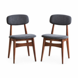 Barcelona Pair of Dining Chairs - Dining Chair - Pair Dark Wood / Grey