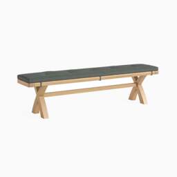 Navarre Cross Bench - Cross Bench Oak / Beige Fabric - Beige - thumbnail 4