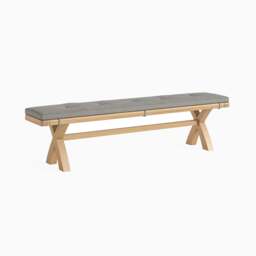 Navarre Cross Bench - Cross Bench Oak / Beige Fabric - Beige - thumbnail 3