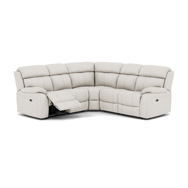 Galaxy Corner Recliner Sofa - Combination 3 2 Corner 2 with 2 Power Recliners Cat 25S - Left Hand Facing - Power Recliner with USB - NCS-744D STAR WHITE - image 1