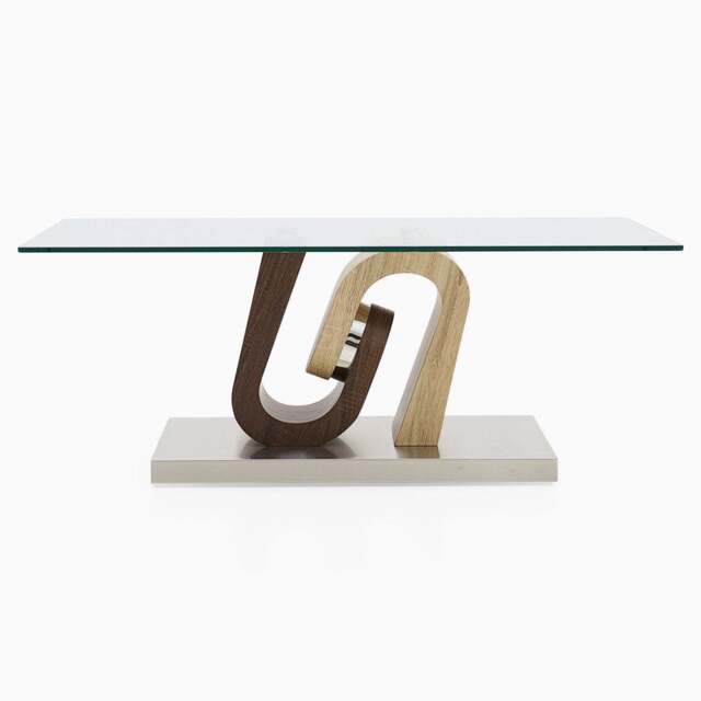Atlas Coffee Table - Coffee Table Walnut/Stainless Steel/Clear Glass - image 1