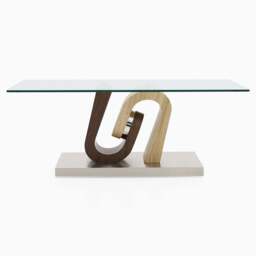 Atlas Coffee Table - Coffee Table Walnut/Stainless Steel/Clear Glass