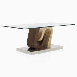 Atlas Coffee Table - Coffee Table Walnut/Stainless Steel/Clear Glass - thumbnail 2
