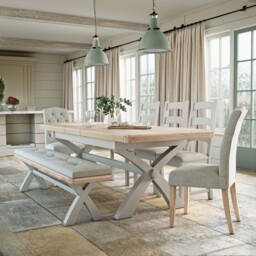 Salford Cross Bench - Cross Bench Stone Grey / Beige Fabric - Beige - thumbnail 2