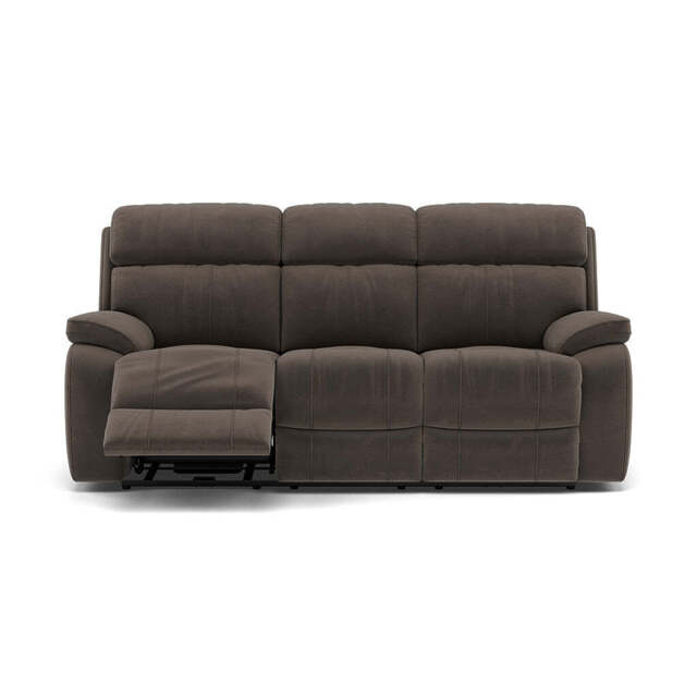 Galaxy 3 Seater Recliner Sofa - 3 Seater Sofa 2 Power Recliners Fabric - Power Recliner with USB - FAB-MEG-51  DK TAUPE - image 1