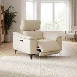 Nicoletti La Scala Power Recliner Chair Lumbar Support   - Power Recliner Chair Lumber Support CB Torello - Power With Power Headrest Footrest Lumbar & USB - Torello PS 312 Taupe - thumbnail 2