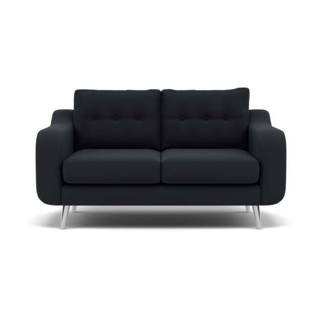 Phoebe 2 Seater Sofa - Small Sofa Standard Back Grade B - Plush Velvet Charcoal / Chrome - image 1