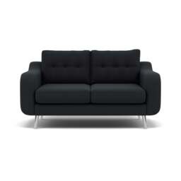 Phoebe 2 Seater Sofa - Small Sofa Standard Back Grade B - Plush Velvet Charcoal / Chrome - thumbnail 1