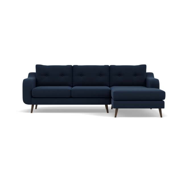 Phoebe Large Chaise Sofa - Large Chaise Sofa RHF Standard Back Grade B - Right Hand Facing - Plush Velvet Indigo / American Walnut - image 1