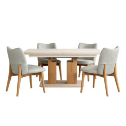 Axis Extending Dining Table & 4 Samson Chairs Set - thumbnail 1